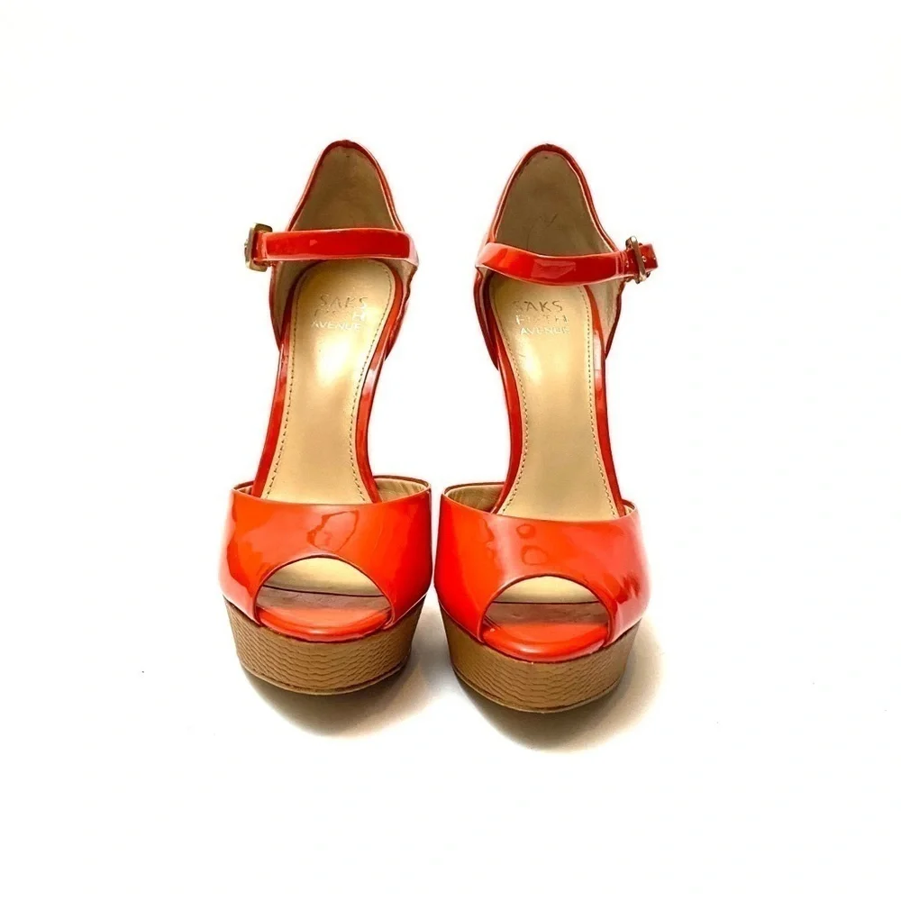 SAKS FIFTH AVE | Orange patent leather platforms